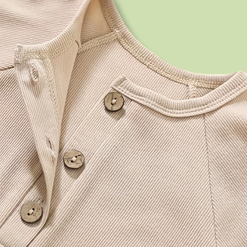3-Pack Baby Boys Long Sleeve Romper Set – Ribbed One-Piece Jumpsuits with Buttons
