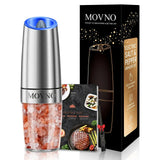 [Gravity Electric Grinder] Automatic Gravity Electric Salt and Pepper Grinder Set - Battery Powered LED Light One Hand Operation - Adjustable Coarseness Mill Grinders Shakers Black, Kitchen Gadgets Gift Ideas - PulinGO