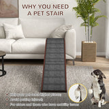 Pet Ramp for Dogs with Non-Slip Carpet & Top Platform – Brown Pine Wood, 74" × 16" × 25"