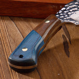 Colored Wood Blue Fire Handle Knife – Compact Kitchen Blade with Striking Blue-Fire Wood Handle