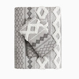 Full/Queen Cotton Printed Duvet Cover Set with Chenille – Includes Duvet Cover & 2 Shams, Tufted Chenille Front, Soft 100% Cotton, Button Closure