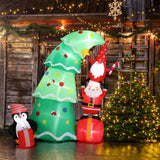 6-Ft Inflatable Christmas Tree with Elf & Santa – Lighted Outdoor Holiday Decoration