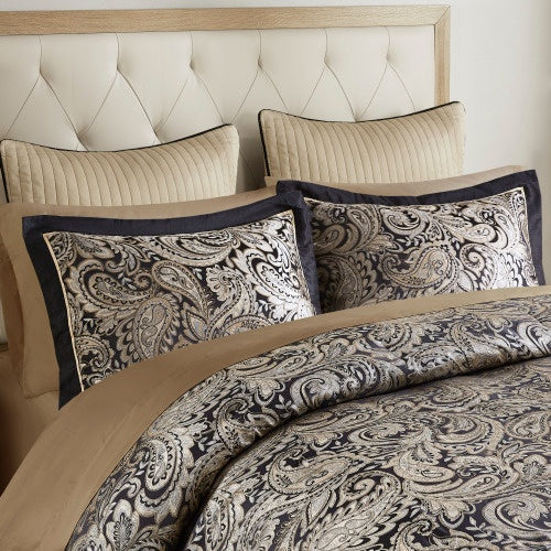 12-Piece Black Comforter Set with Cotton Bed Sheets – Luxury Queen Bedding Ensemble
