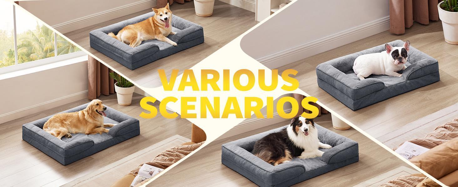 Large Orthopedic Dog Sofa – Supportive Foam Mattress with Egg Crate Design, Waterproof Lining & Washable Cover