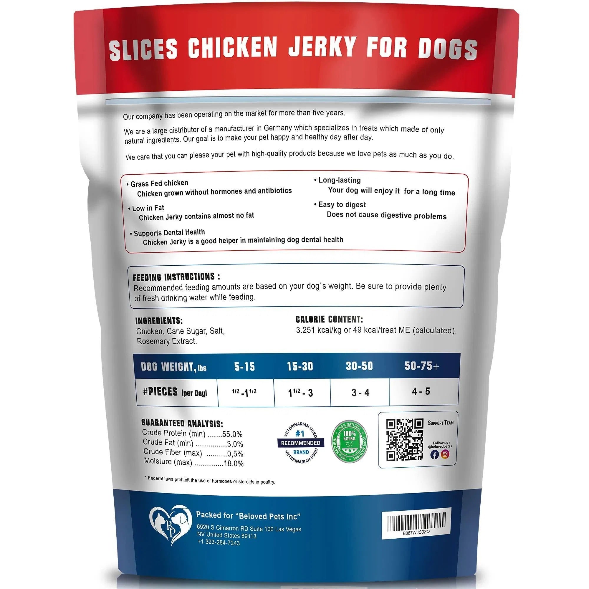 Chicken Jerky Dog Treats – 1.5 lb Human-Grade Grain-Free Organic High-Protein Natural Chews for Training