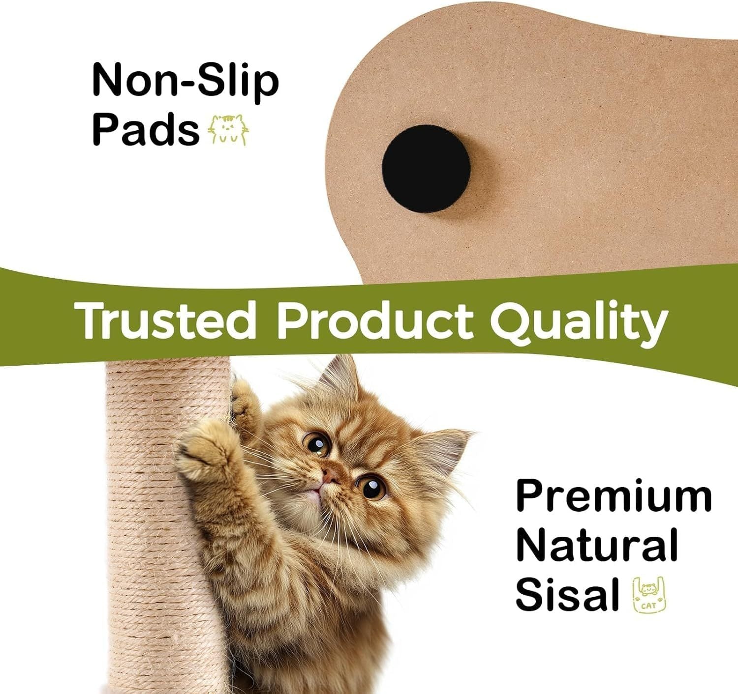 Mewoo Cat Scratching Post Bed – 2-in-1 Small Cat Tower with Sisal Scratcher & Ball Track Toys, Green