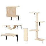 5-Piece Wall-Mounted Cat Climber Set – Floating Cat Shelves, Perches & Scratching Posts, Modern Activity Tree Furniture