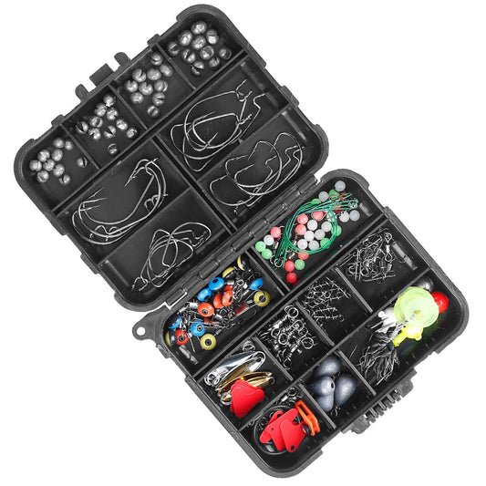 188-Piece Fishing Tackle Accessory Kit - Complete Set with Hooks, Sinkers, Swivels & More in Tackle Box
