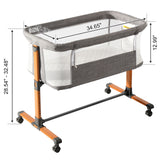 50D Cationic Cloth Bassinet Bed for Babies – Foldable & Breathable Grey Cradle