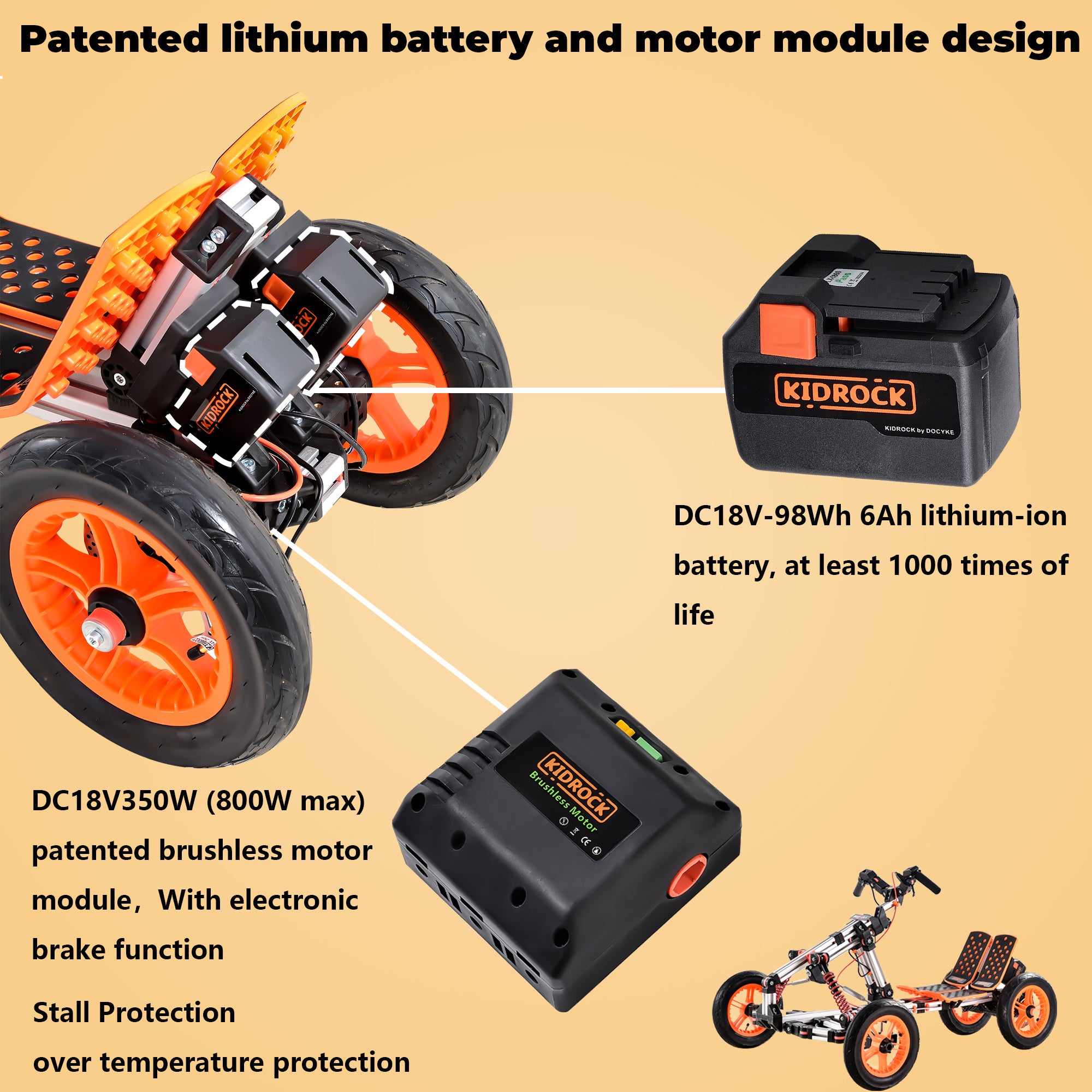 Electric Racing Go-Kart for Kids & Teens - Adjustable Frame & 3-Speed Modes