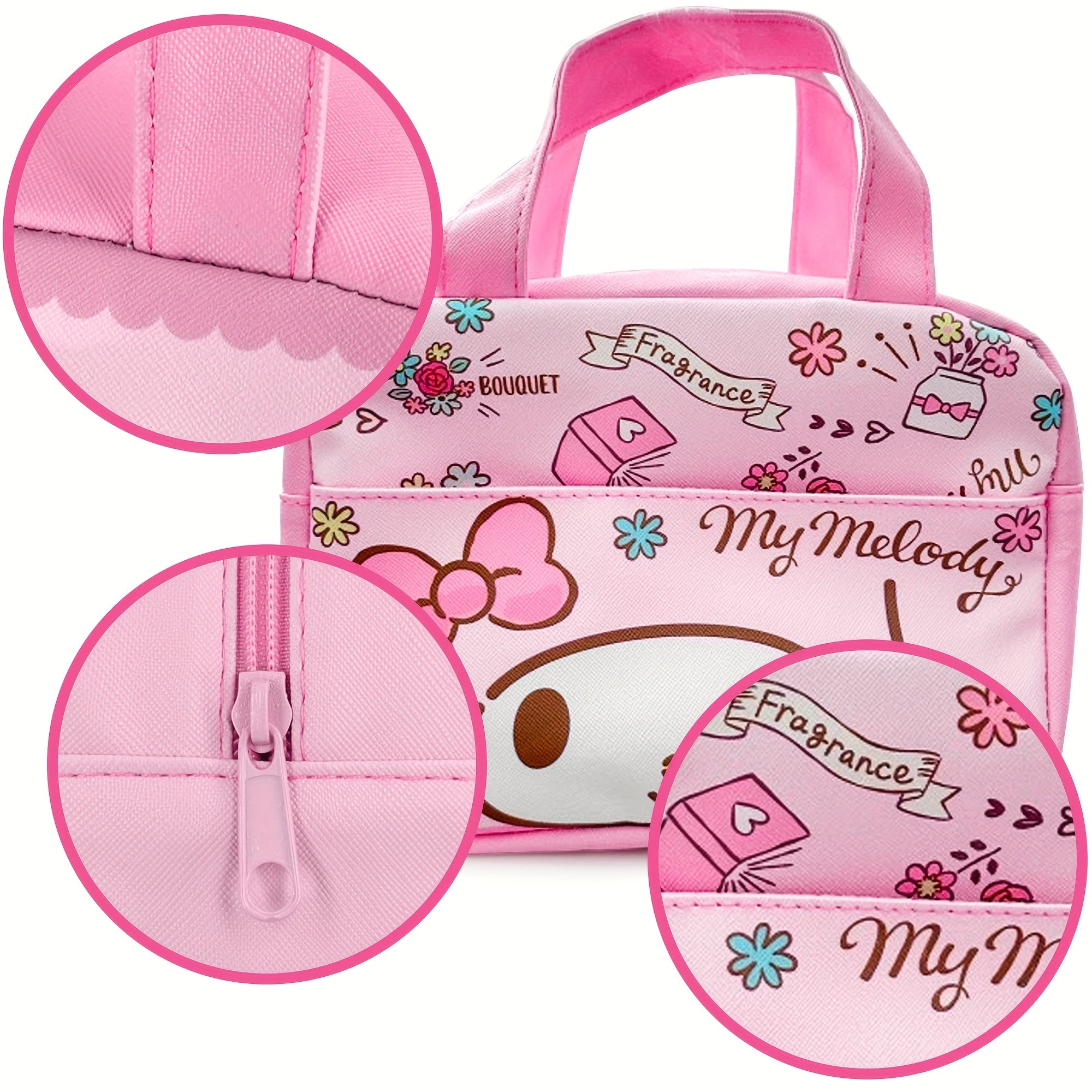 MY MELODY Insulated Lunch Bag – Tableware & Keychain Included, Perfect for School, Work & Travel 🍱🎀