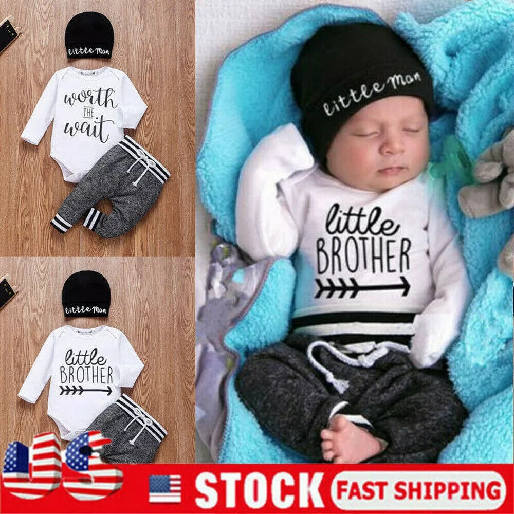 Newborn Baby Boy & Girl Outfit Set – Soft Cotton Romper Bodysuit with Pants | Infant Clothes 2PCS