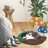 Mushroom Cat Bed with Wide Platform and Sisal Scratch Panel