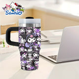 Sanrio Kuromi 14 oz Stainless Steel Insulated Water Bottle with Handle & Straw – BPA-Free, All-Season Gift