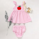 Kids Baby Girl Back to School Outfit – Summer Ruffle Sleeve Applique Top & Shorts Set, Cute First Day of School Clothes for Girls