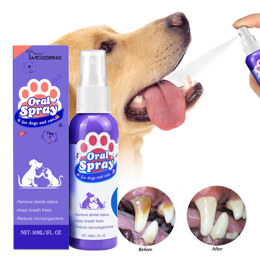 Cat & Dog Teeth Cleaning Spray – Oral Care Spray for Pets, Removes Tooth Stains, Freshens Breath & Supports Dental Health