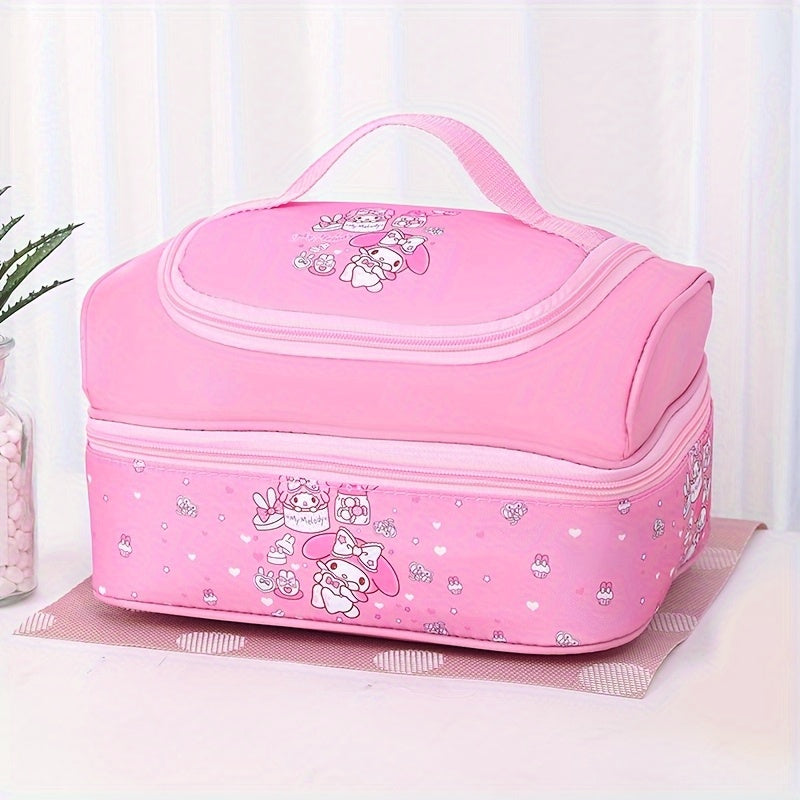 Pastel Duo-Color Insulated Lunch Bag – Large Double Size, Zipper Closure, Portable for Office & Outdoors