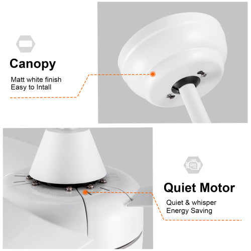 42-Inch Indoor White Ceiling Fan with Integrated LED Light