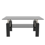 Modern Black Glass Rectangle Coffee Table ✨ Sleek Side & Center Table for Stylish Living Rooms