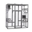 Oversized Cat Cage – Multi-Level Grey Indoor Enclosure with Platforms, Ladders & Lockable Doors for Cats & Kittens