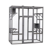 Oversized Cat Cage – Multi-Level Grey Indoor Enclosure with Platforms, Ladders & Lockable Doors for Cats & Kittens