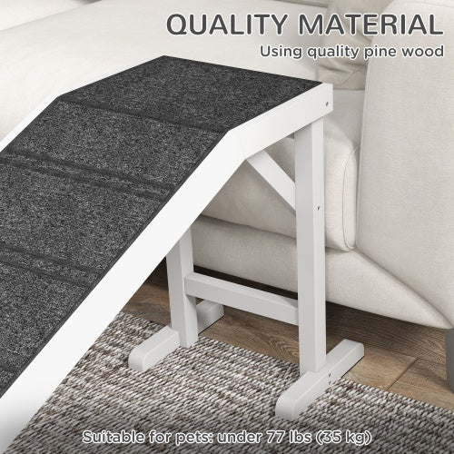 Dog Bed Ramp – Wooden Pet Ramp with Non-Slip Carpet Surface & Top Platform, Ideal for Small & Senior Dogs