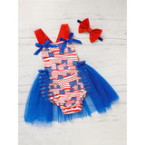 Baby’s Independence Day Flag Romper 🇺🇸 Sleeveless Triangle Bodysuit w/ Bowknot 🎀