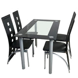 4PCS PU Leather Dining Chairs 🍷 Modern Long-Backrest Set – Square Hollow Design for Home & Dining Room