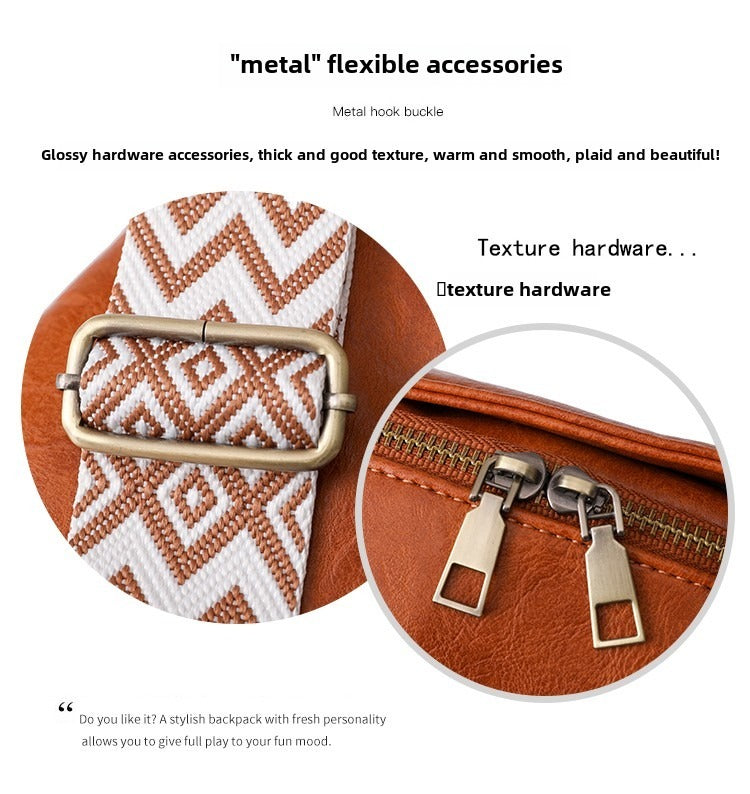 Women’s Chest Sling Bag – PU Leather Small Crossbody with Wide Guitar Strap