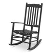 Elegant Black Poplar Wooden Rocking Chair 🪑 Wavy Design with Armrests – Comfort & Style for Home Relaxation
