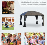10 × 13 ft Hardtop Gazebo – Steel Roof Canopy with Curtains, Netting, Aluminum Frame, Ceiling Hook, Gray