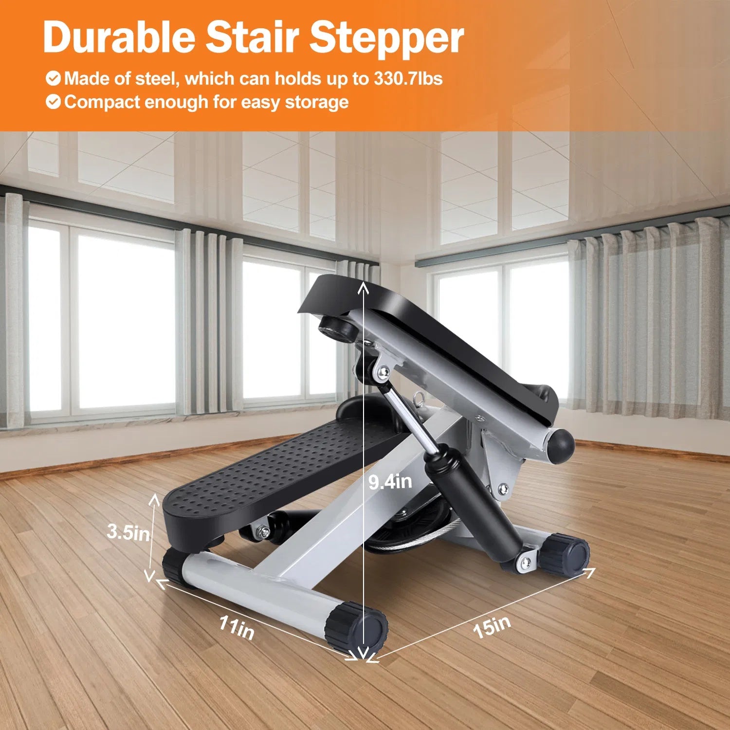 Mini Fitness Stepper for Women with LCD Monitor & Resistance Bands – Quiet Stair Stepper Max 330 lbs 💃🏋️‍♀️🔥