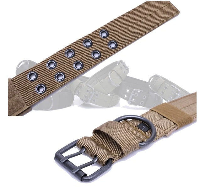 Wide Tactical Heavy-Duty Nylon Dog Collar – K9 Military-Grade Large Dog Collar with Metal Buckle & Adjustable Strap
