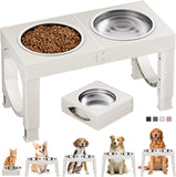 XIA Z Fashion Pet Products – Black Dog Bowl Holder with Double Stainless Steel Feeding Bowls, Non-Slip Elevated Stand