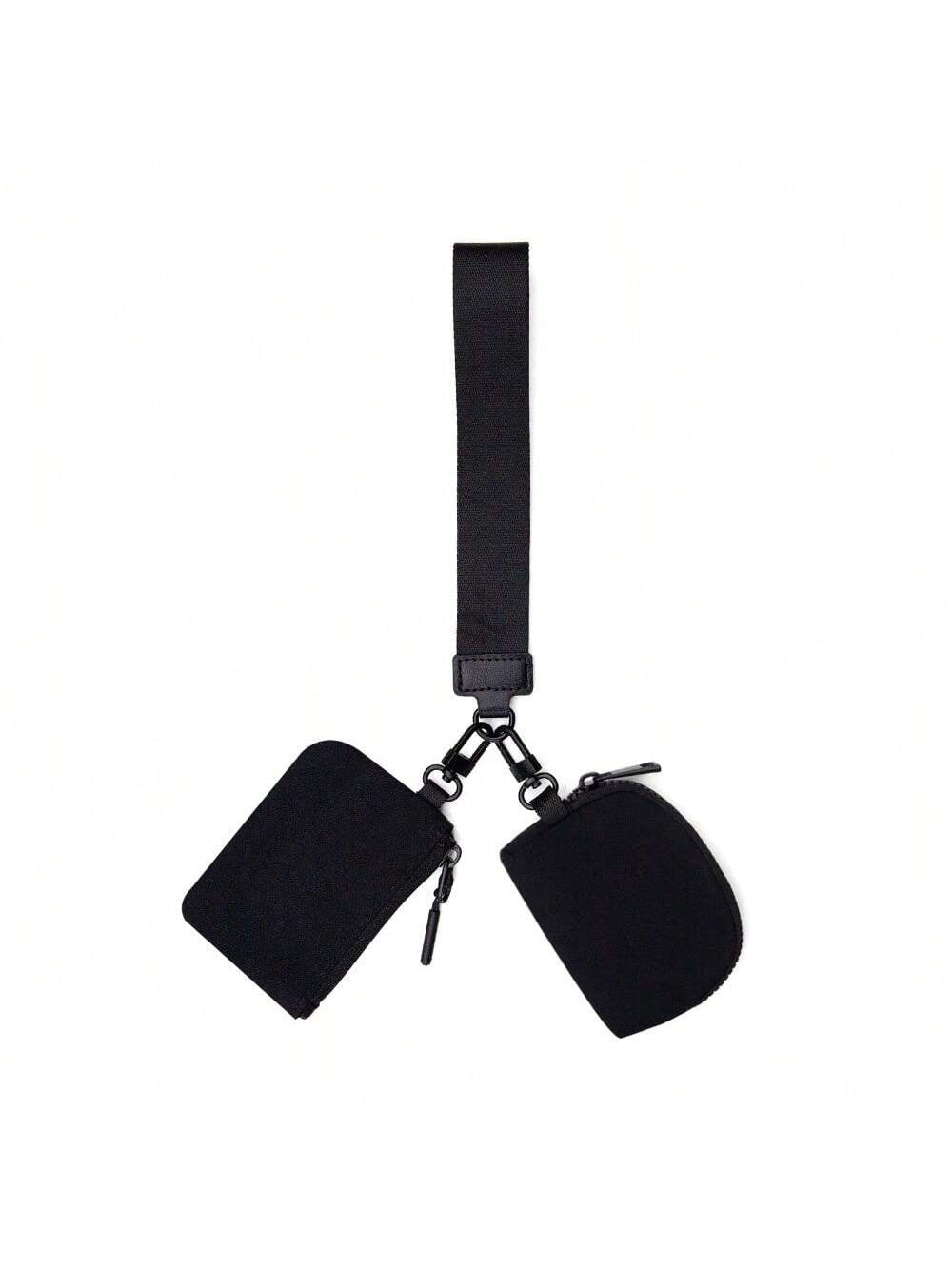 Keychain Wristlet Wallet for Women 💖 Mini Dual Pouch Wallet with Zipper – Stylish & Functional