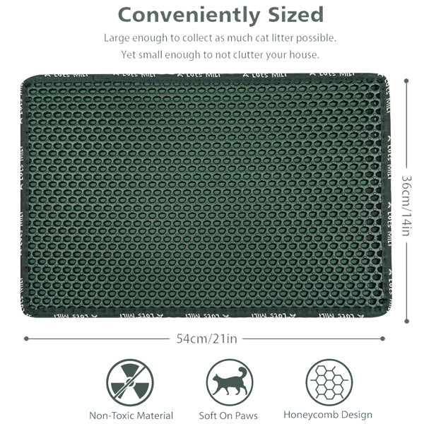 Double-Layer Rice-Shaped Cat Litter Pad – Waterproof Non-Slip Mat for Trapping Litter & Easy Cleaning