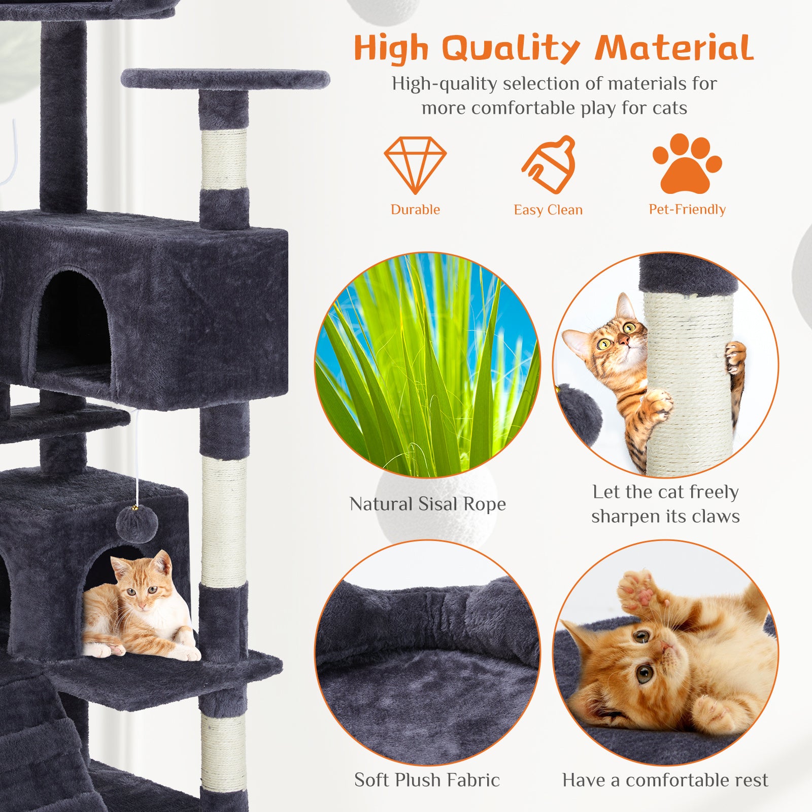 Multi-Functional Cat Treehouse – Cat Climbing Frame with Condo, Platforms, Scratching Posts & Cozy Resting Areas for Indoor Cats