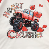 2Pcs Baby Boy Valentine’s Day Outfit – Heart Crusher Print Long Sleeve Top & Pants Set