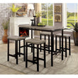 5‑Piece Counter Height Dining Table Set – Two‑Tone Black & Gray PVC Top with 4 Cushioned Chairs
