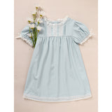 Toddler Girls Summer Lace Trim Dress – Puff Short Sleeve Crew Neck Princess Outfit, Cute Party Dress for Birthdays & Special Occasions
