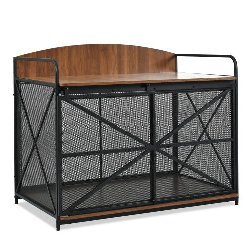 42.8-Inch Heavy-Duty Dog Crate Furniture – Farmhouse Wooden Kennel & Coffeetable