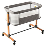 50D Cationic Cloth Bassinet Bed for Babies – Foldable & Breathable Grey Cradle