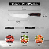 Kegani 8-Inch Japanese Chef Knife – High Carbon Stainless Steel, Rosewood Handle, Ultra Sharp Full-Tang with Sheath