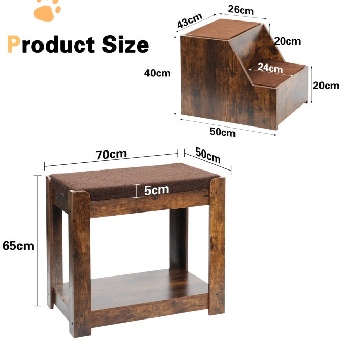 Pet Bunk Bed with Removable Step – Multi-Level Bed, Window Perch & Scratch Pad for Dogs & Cats