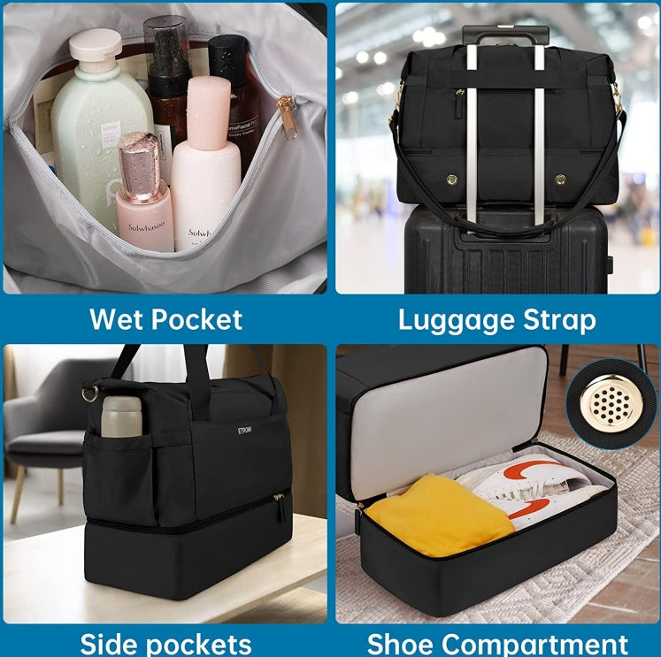 Travel Duffel Bag 🎒 – Waterproof Sports & Weekender Bag with Trolley Sleeve for Women & Men