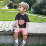 Toddler Baby Boy Back to School Outfit – Summer Appliqué T-Shirt & Red Gingham Shorts 2PCS Set