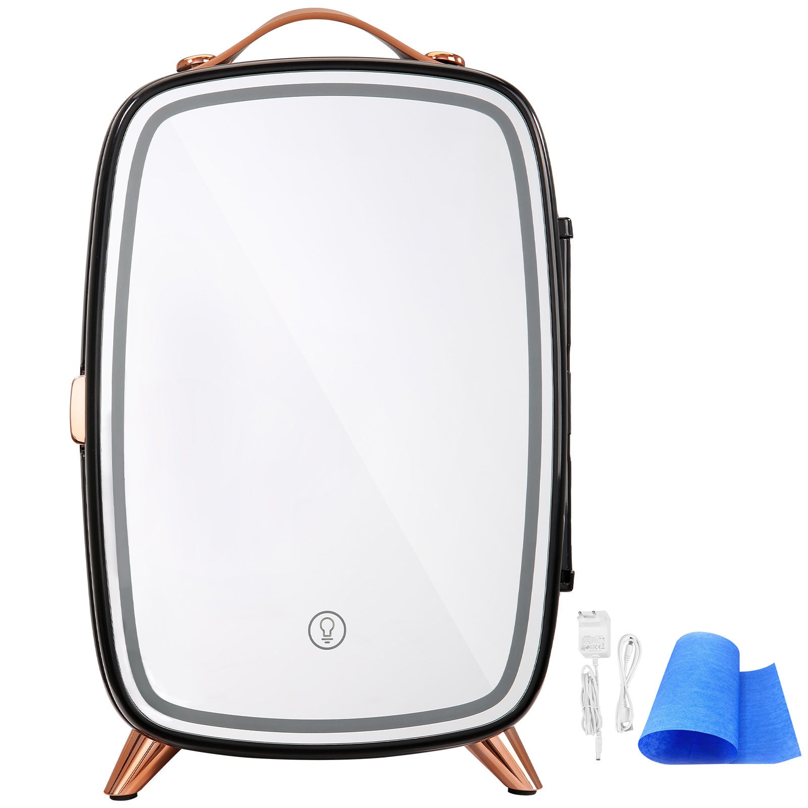 VEVOR 6L Skincare Fridge with LED Mirror Door - Portable Mini Fridge for Cosmetics, Food & Drinks