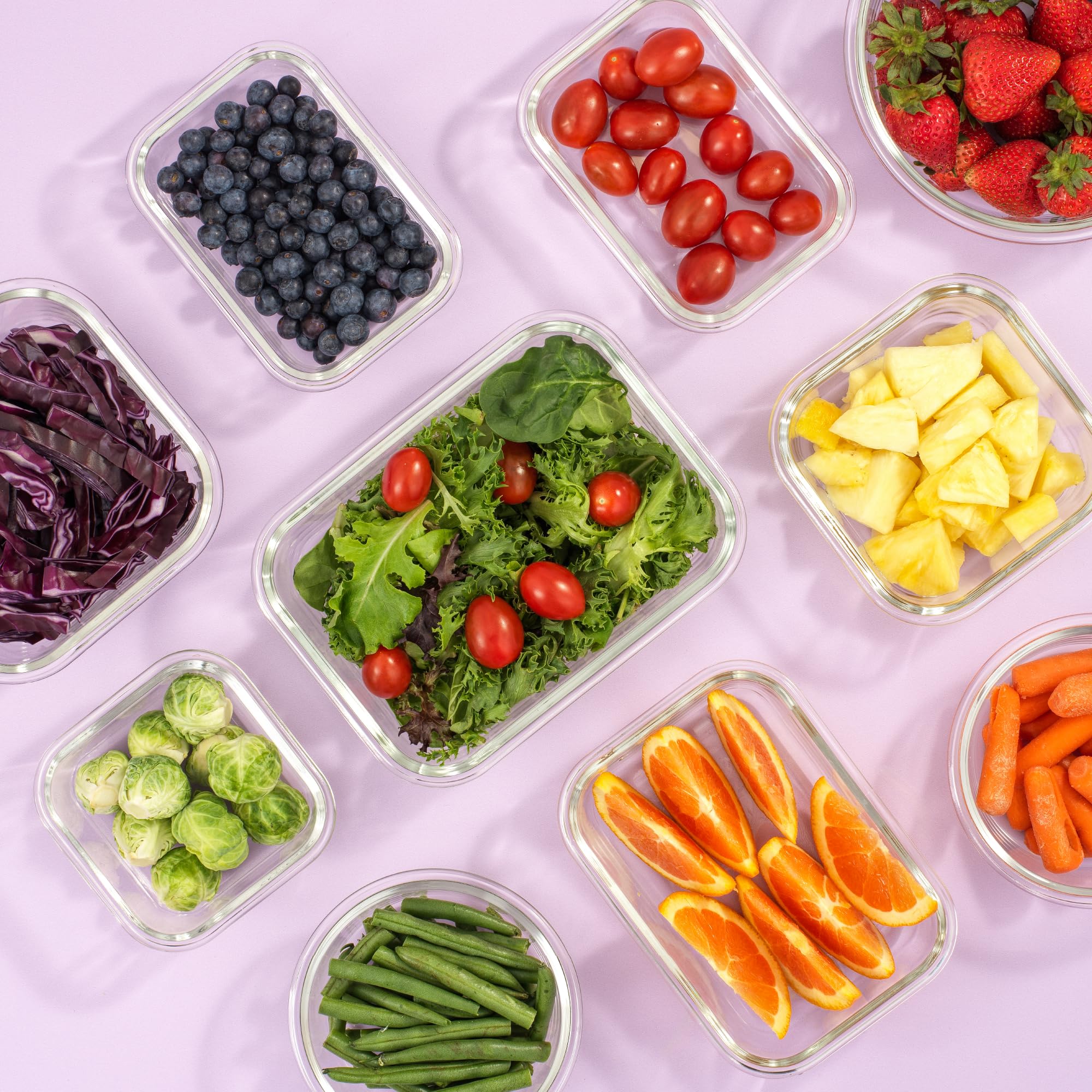 Glass Food Storage Containers with Lids – 12-Piece Borosilicate Meal Prep Set (Black Lids)