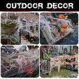 Giant Halloween Spider Web with 150 Fake Spiders – 420g Ultra-Stretch Cobwebs Covering 1400 sq ft, Indoor & Outdoor Haunted Decoration (White)