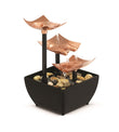 Golden 3-Tier Tabletop Water Fountain with Leaf Tiers & Ambient Lighting (Golden)